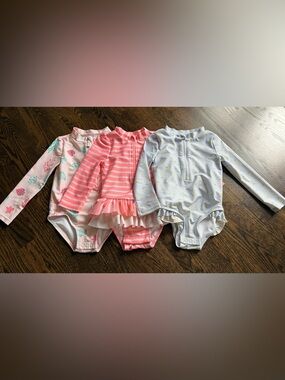 Girls Long Sleeve One-Piece Swim (set of 3)
